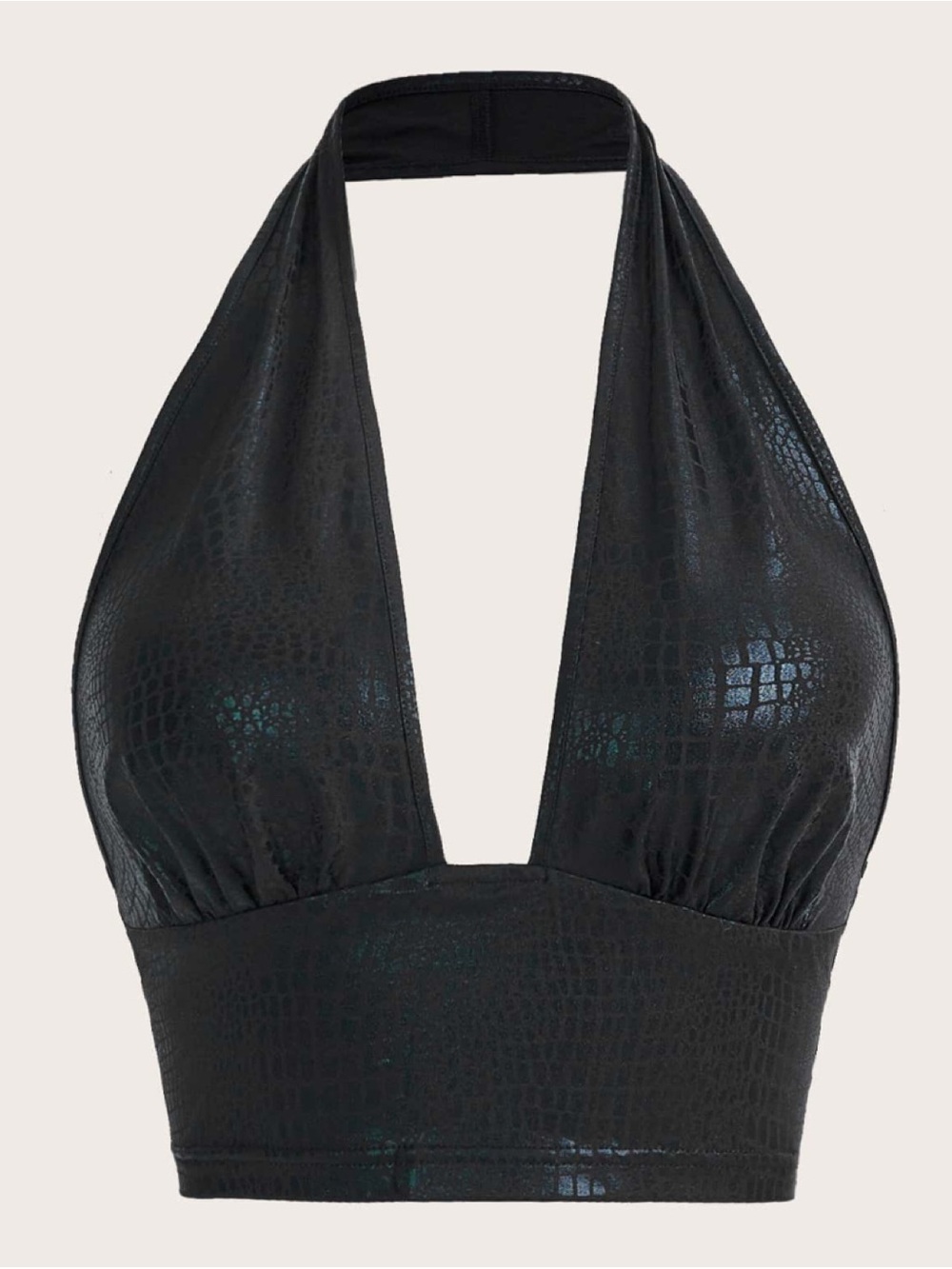Crocodile Embossed Backless PU Halter Top Size Lg NWT